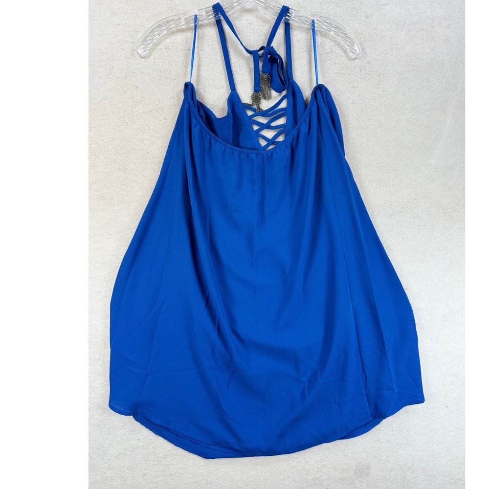 Venus Royal Blue Lace Up‎ Dreamcatcher Charm Halter Camisole Top Medium